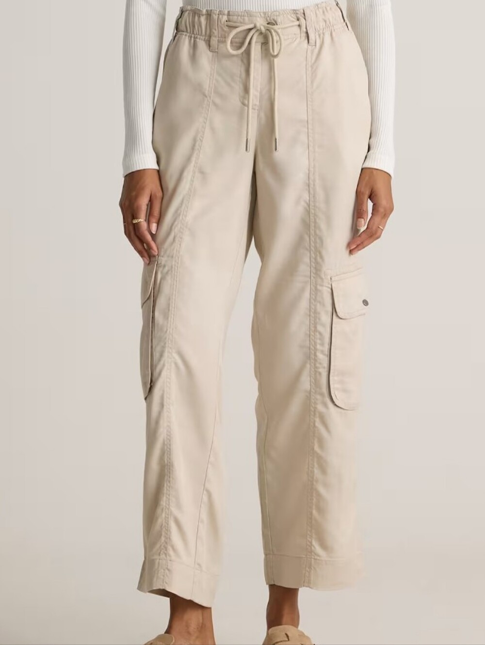 Quince Vintage Wash Tencel Drawstring Cargo Pants